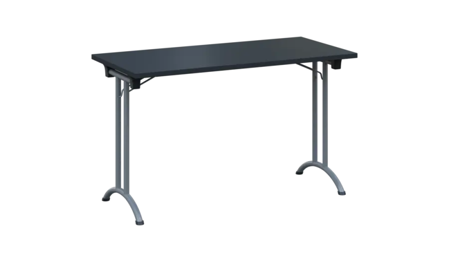 SLA 125 lak skládací jednací stůl 1250x600, deska 25 mm, podnož stříbrný lak, deska antracit